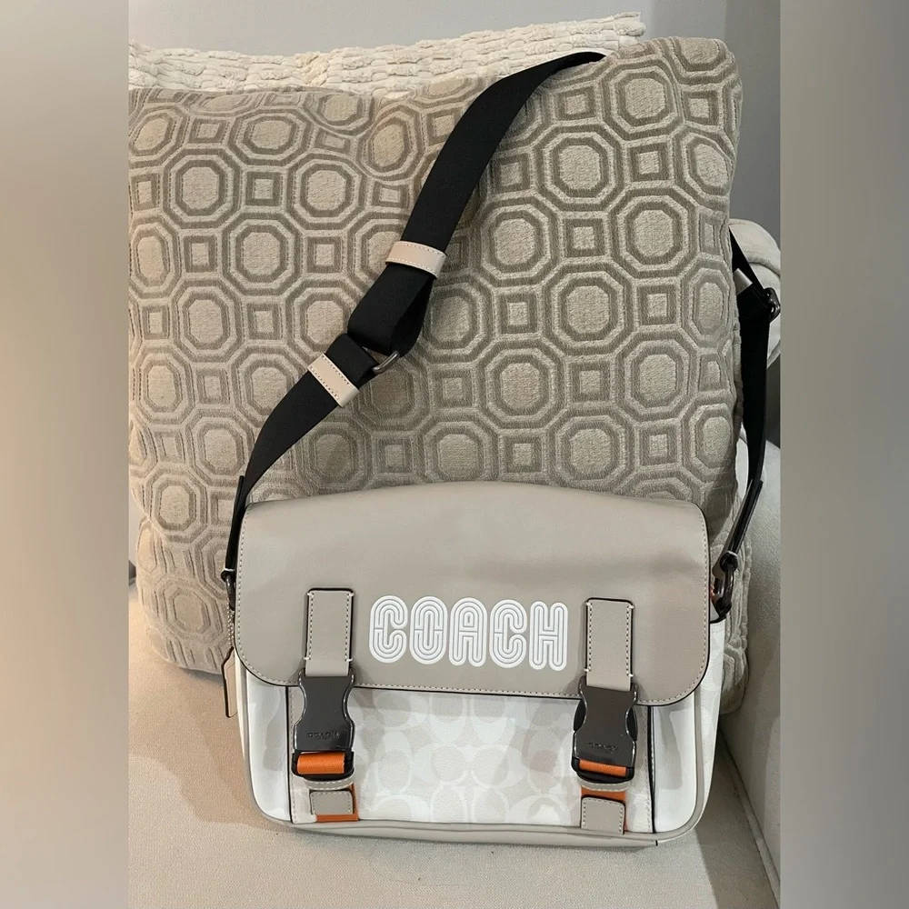Coach Beige and Orange Messenger Bag - Picture 7 of 10